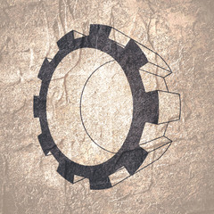 Isometric cog wheel model. Precision machinery concept. Technology and engineering