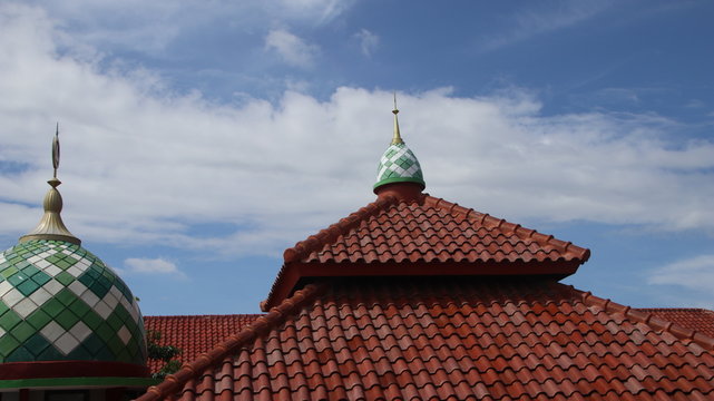 roof of the mosque, place of worship of Muslims, a fusion of Javanese and Middle Eastern edification of design
