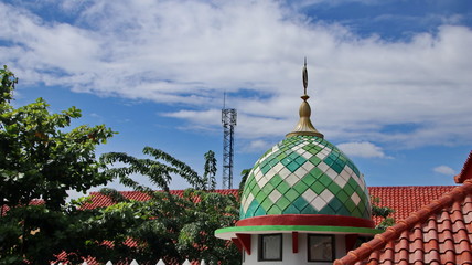 roof of the mosque, place of worship of Muslims, a fusion of Javanese and Middle Eastern...