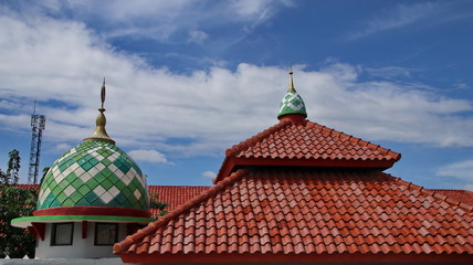 roof of the mosque, place of worship of Muslims, a fusion of Javanese and Middle Eastern edification of design