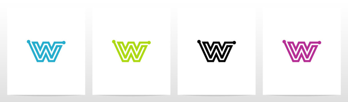 Parallel Lines With Nodes Formed Letter Logo Design W