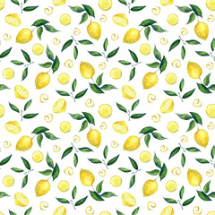 Ripe lemons hanging on a branch collected in a pattern