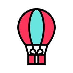 Parachute Gift box vector illustration, filled style icon