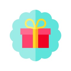 Gift box tag vector illustration, flat style icon
