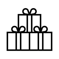 Stack of gift boxes vector illustration, line style icon