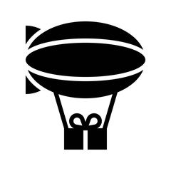 Balloon with Gift box vector illustration, solid style icon