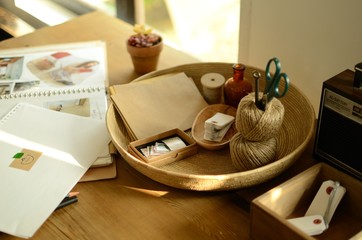 interior of a room and letter set