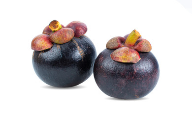 Mangosteens isolated on white background,