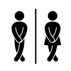 Funny wc toilet door plate symbols. WC sign Icon Vector Illustration on the white background. Vector man & woman icons.  - obrazy, fototapety, plakaty