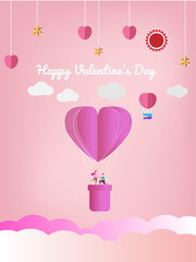 happy valentine card with balloons