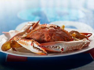 Steamed crab in plate