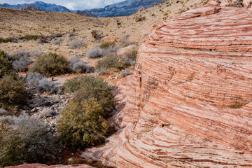 Winter snowy landscape of the famous Red Rock Canyon