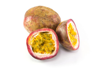Passion fruit isolated on white background.