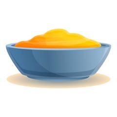 Yellow condiment bowl icon. Cartoon of yellow condiment bowl vector icon for web design isolated on white background