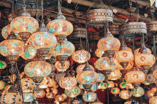 Traditional Turkish Lamps for sale at the Surajkund Crafts Mela in Faridabad, India