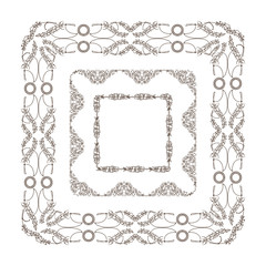 Vector set of vintage frames with boho, ethnic, tribal feathers, beads. Graphic design templates for labels, badges, tile, quotes. Square frames with different size