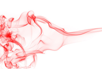 red ink water color. smoke movement on white background