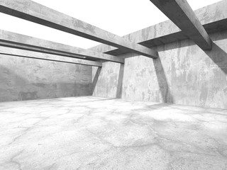 Dark concrete empty room. Modern architecture design