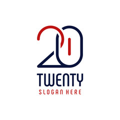 20/Twenty Outline Typography Abstract Creative Modern Icon Logo Design Template Element Vector