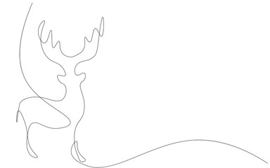 Deer animal silhouette one line drawing vector illustration
