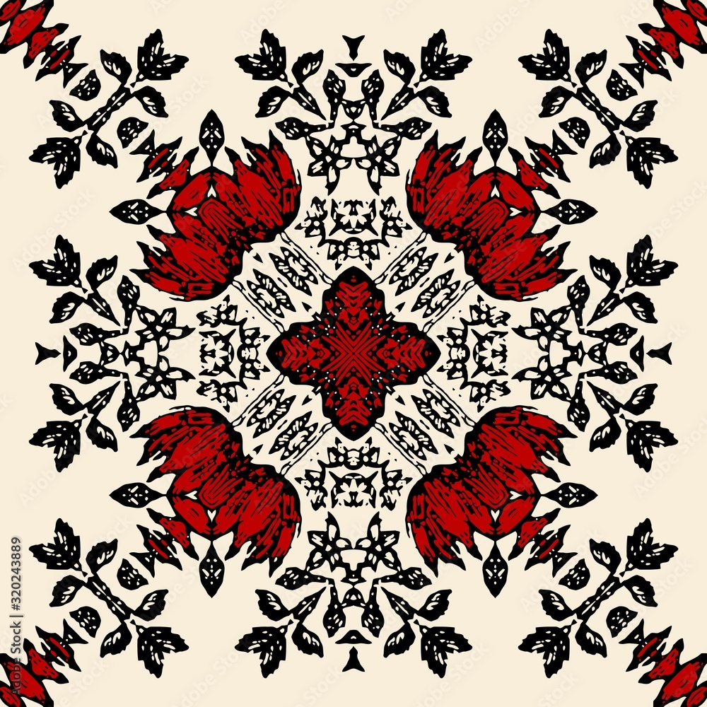 Poster seamless medieval abstract color woven symmetrical square pattern