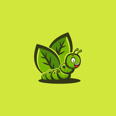 Caterpillar Leaf Naturally Abstract Illustration Icon Logo Design Template Element Vector