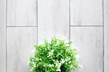 Flower bouquet on white wooden floor background with copy space.