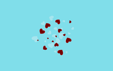 Red Transparent Vector Shape Card. Happy Hearts 