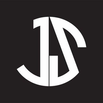 JS Initial Logo design Monogram Isolated on black and white
