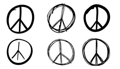 Peace sign set, vector illustration.