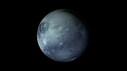 Computer generated rotation of the planet Pluto in cosmic stellar space. 3d rendering of an abstract background. Elements of this image are provided by NASA.