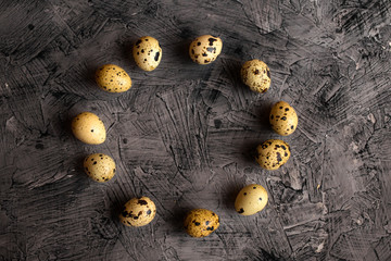 Easter Decoration With Golden Eggs on Dark Shale Background