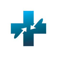 blue medical arrow recycle logo design