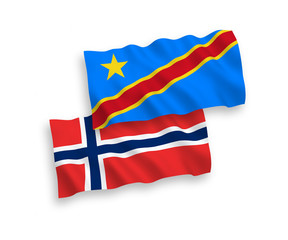 Flags of Norway and Democratic Republic of the Congo on a white background