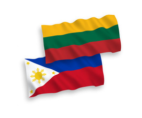 Obraz premium Flags of Lithuania and Philippines on a white background