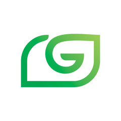 modern letter g leaf nature line logo design