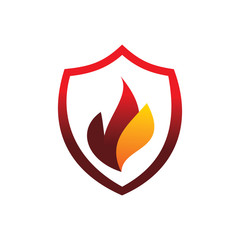 red shield fire flame logo design