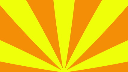 Computer generated retro background. 3d rendering of cartoon sunbeams over colour sky backdrop. Vintage style.