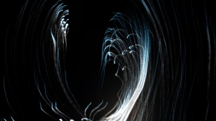 3d rendering of abstract backdrop from trails of particles. Computer generated chaotic drawing of lines and curls