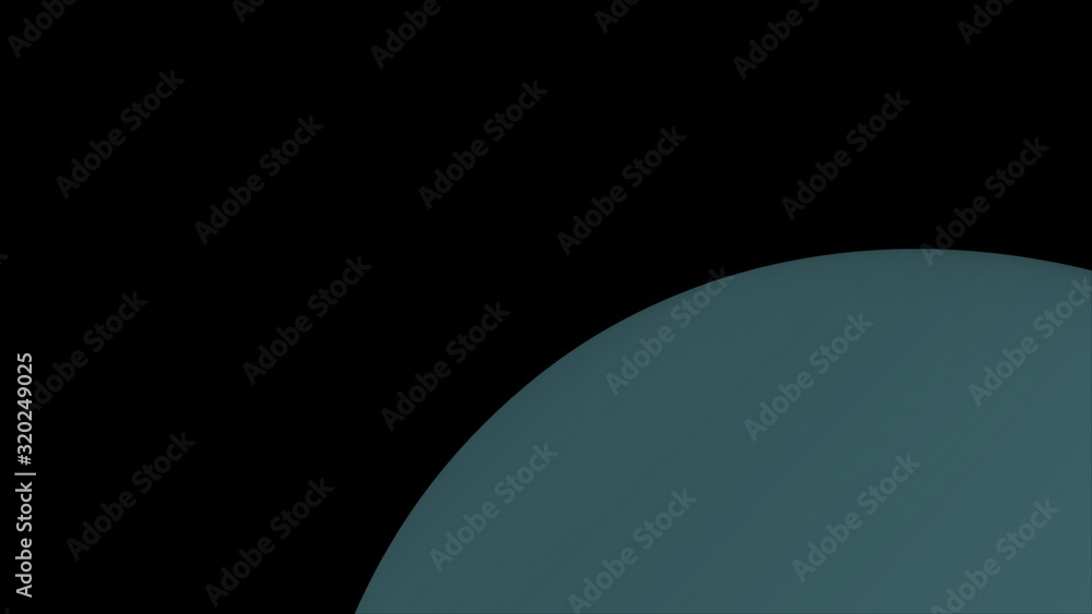 Poster computer generated rotation of the planet uranus in outer stellar space. 3d rendering of an abstract