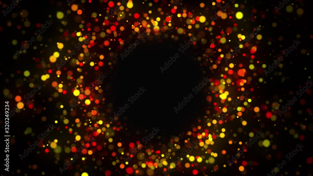Poster computer generated abstract beautiful background. random flow of colored round particles forms a vor