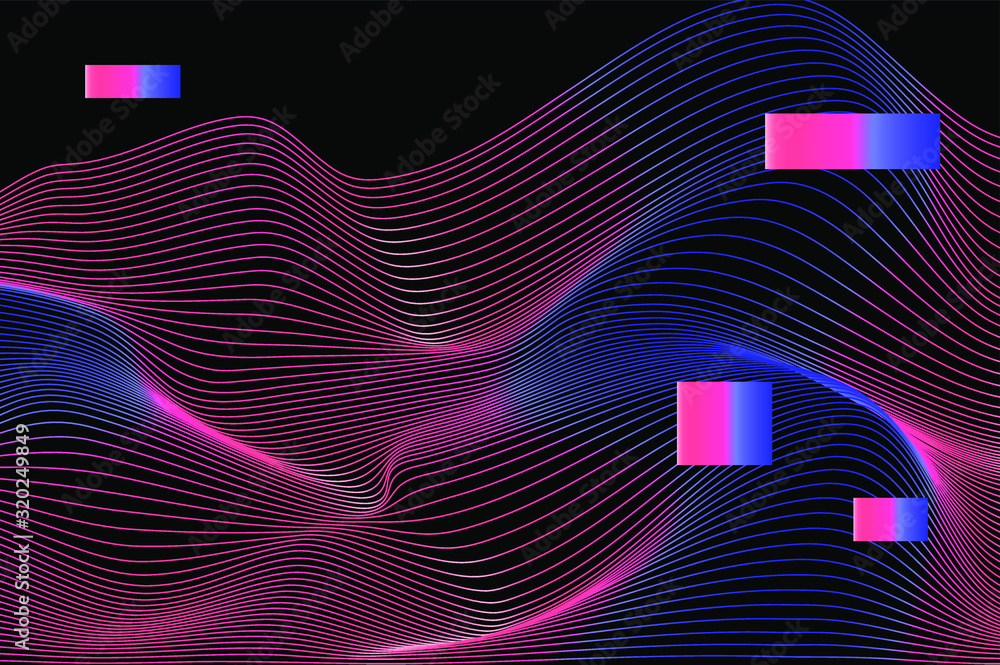 Poster abstract background with holographic glitched wavy texture. futuristic cyberpunk style illustration 