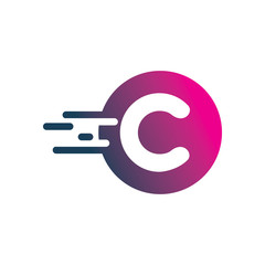 circle motion delivery fast letter c  logo design