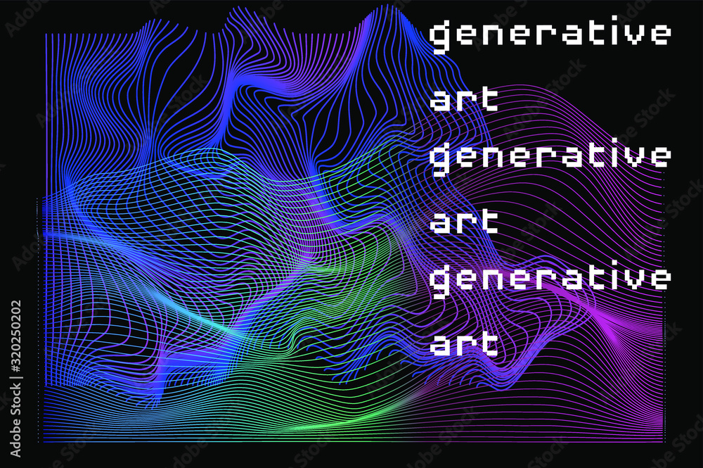 Poster abstract background with holographic glitched wavy texture. futuristic cyberpunk style illustration 