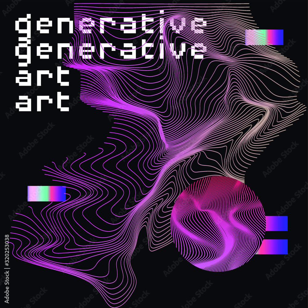 Poster abstract background with holographic glitched wavy texture. futuristic cyberpunk style illustration 