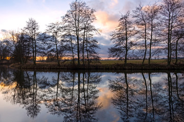 The river Locknitz near Wittenberge, Brandenburg. Quiet atmosphere in the evening light