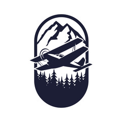 Vintage plane logo. Retro plane with emblem logo.