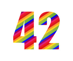 42 Number Rainbow Style Numeral Digit. Colorful Number Vector Illustration