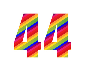 44 Number Rainbow Style Numeral Digit. Colorful Number Vector Illustration