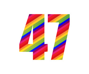 47 Number Rainbow Style Numeral Digit. Colorful Number Vector Illustration